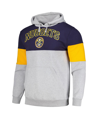 Shop Fanatics Men's  Branded Navy Denver Nuggets Contrast Pieced Pullover Hoodie