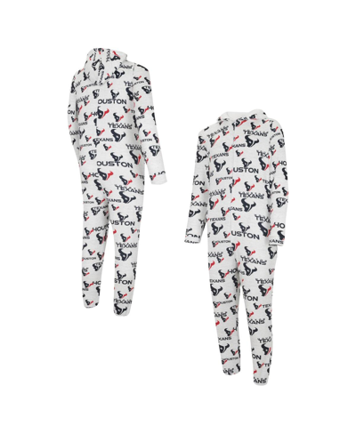 Shop Concepts Sport Men's  White Houston Texans Allover Print Docket Union Full-zip Hooded Pajama Suit
