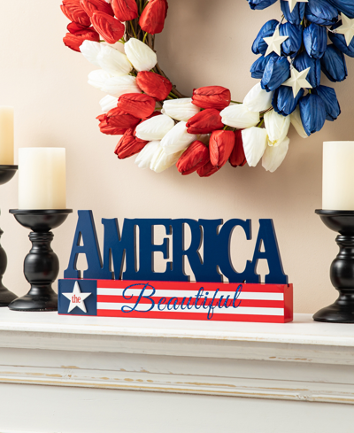Shop Glitzhome 14" L Patriotic, Americana Wooden America Table Decor In Multi