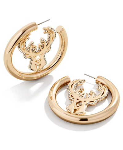 Shop Baublebar Women's  Milwaukee Bucks Logo Large Hoop Earrings In Gold-tone