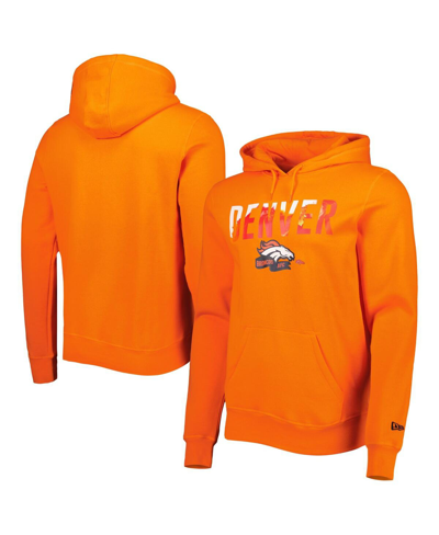 Shop New Era Men's  Orange Denver Broncos Ink Dye Pullover Hoodie
