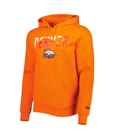 Shop New Era Men's  Orange Denver Broncos Ink Dye Pullover Hoodie