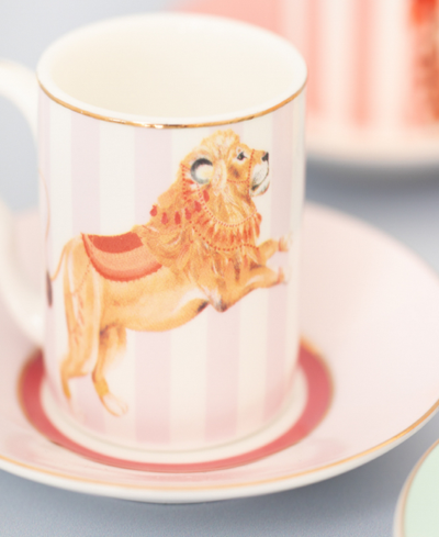 Shop Yvonne Ellen Animal Espresso Cup And Saucer, Set Of 4 In Multi
