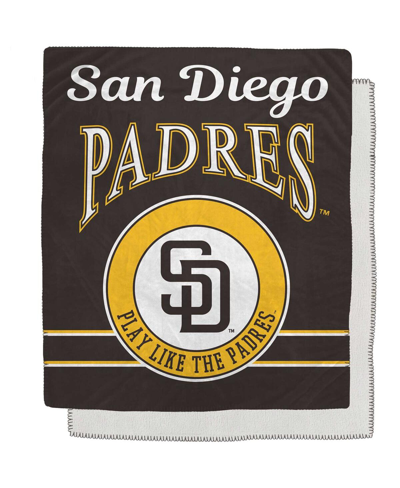 Shop Pegasus Home Fashions San Diego Padres 50" X 60" Retro Emblem Flannel Fleece Sherpa Blanket In Brown