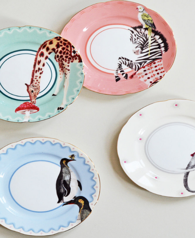 Shop Yvonne Ellen Carnival Animal Tea Plates, Set Of 4 In Multi