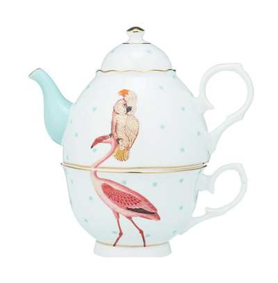 Shop Yvonne Ellen Parrot And Flamingo Tea For One Set In Multi