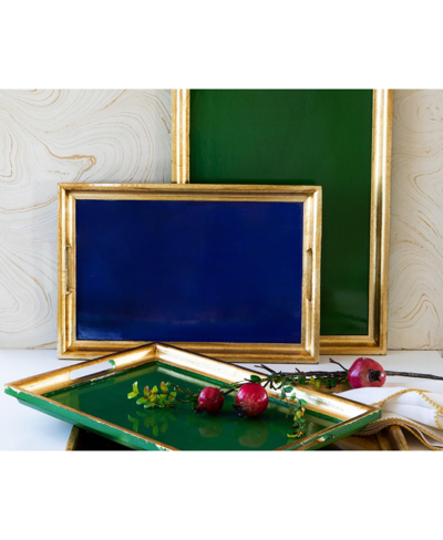 Vietri Florentine Wooden Accessories Medium Rectangular Tray In Green