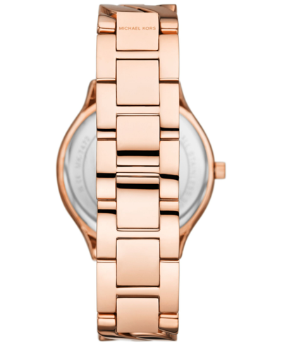 Shop Michael Kors Women's Slim Runway Three-hand Rose Gold-tone Stainless Steel Watch 38mm