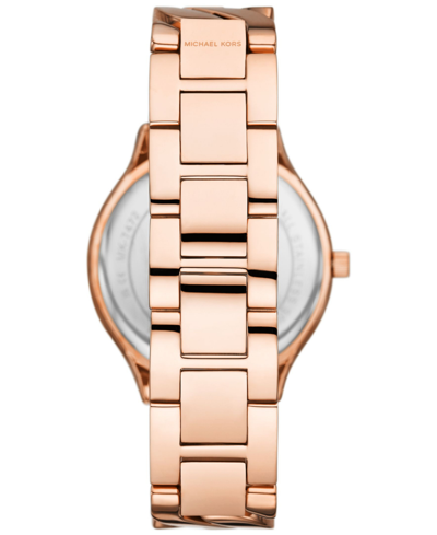 Michael Kors Women's Slim Runway Three-hand Rose Gold-tone Stainless Steel Watch 38mm In Rose Gold-tone