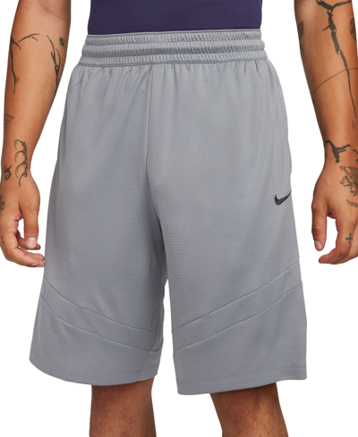 Shop Nike Men's Icon Dri-fit Moisture-wicking Basketball Shorts In Cool Grey,cool Grey,black
