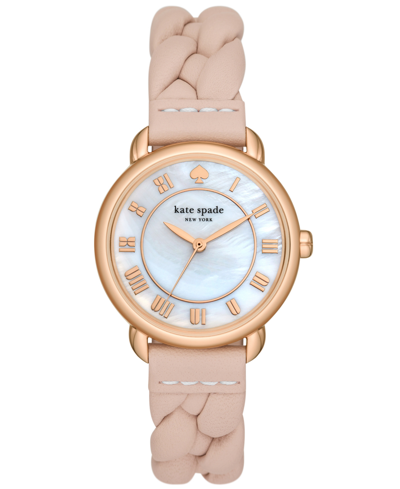 Shop Kate Spade Women's Lily Avenue Three Hand Pink Leather Watch 34mm