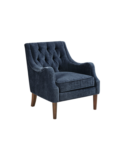 Shop Madison Park Qwen 33.5" High Button Tufted Accent Chair In Navy