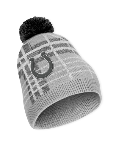 Wear By Erin Andrews Women's  Indianapolis Colts Plaid Knit Hat With Pom And Scarf Set In Gray