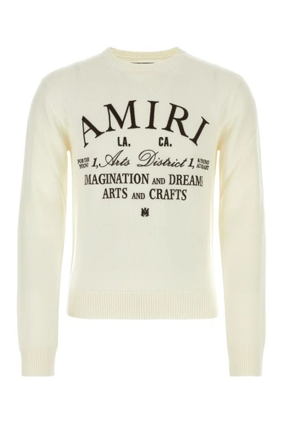 Shop Amiri Man Ivory Wool Blend Arts District Sweater In White