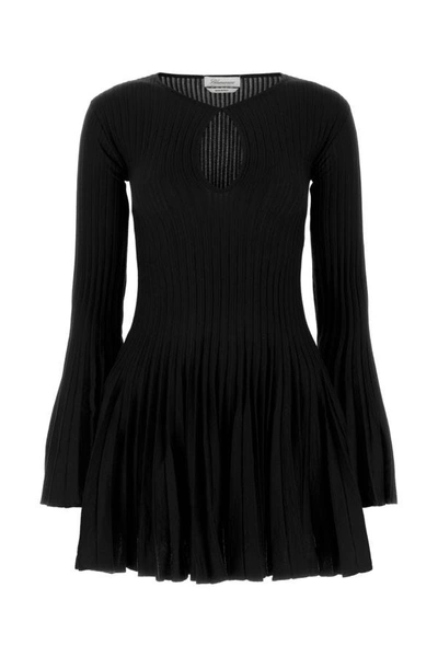 Shop Blumarine Woman Black Wool Mini Dress
