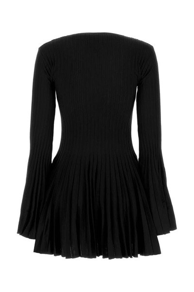 Shop Blumarine Woman Black Wool Mini Dress