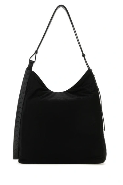Shop Bottega Veneta Man Black Fabric Shoulder Bag