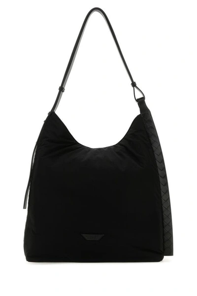 Shop Bottega Veneta Man Black Fabric Shoulder Bag