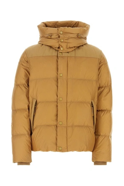 Shop Burberry Man Beige Nylon Padded Jacket In Brown