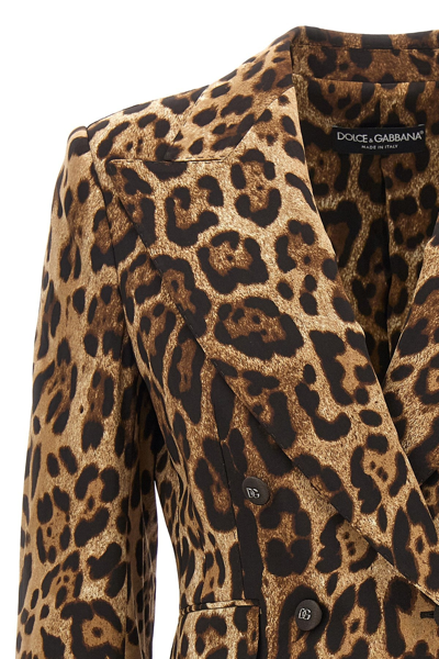 Shop Dolce & Gabbana Women Animal Print Double-breasted Blazer In Multicolor