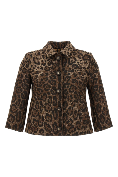 Shop Dolce & Gabbana Women Animalier Jacket In Brown