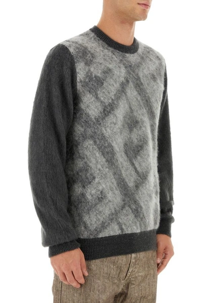 Shop Fendi Man Embroidered Wool Blend Sweater In Multicolor