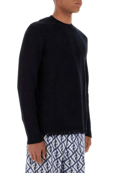 Shop Fendi Man Midnight Blue Cotton Sweater