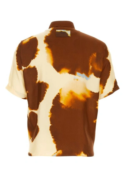 Shop Fendi Man Printed Satin Shirt In Multicolor