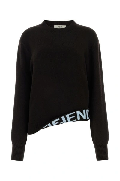 Shop Fendi Woman Dark Brown Wool Blend Sweater