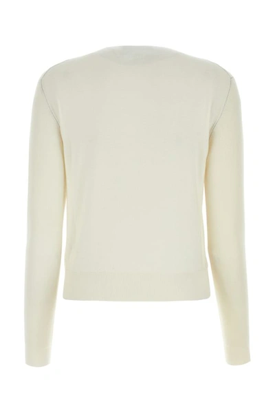 Shop Fendi Woman Ivory Stretch Cashmere Blend Sweater In White