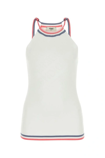 Fendi Ivory Viscose Blend Top In White