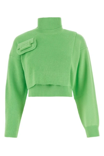 Shop Fendi Woman Light Green Stretch Cotton Sweater