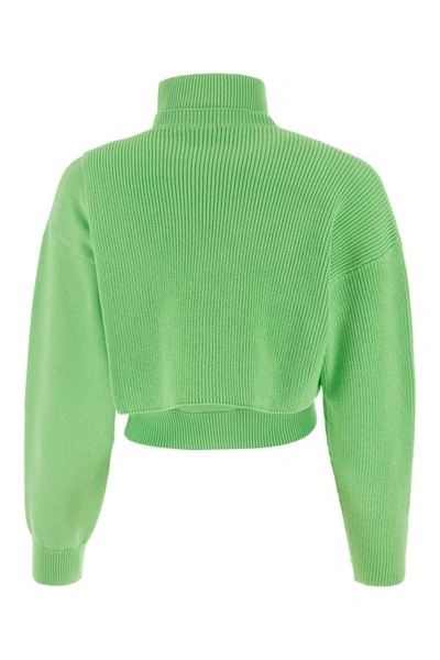 Shop Fendi Woman Light Green Stretch Cotton Sweater