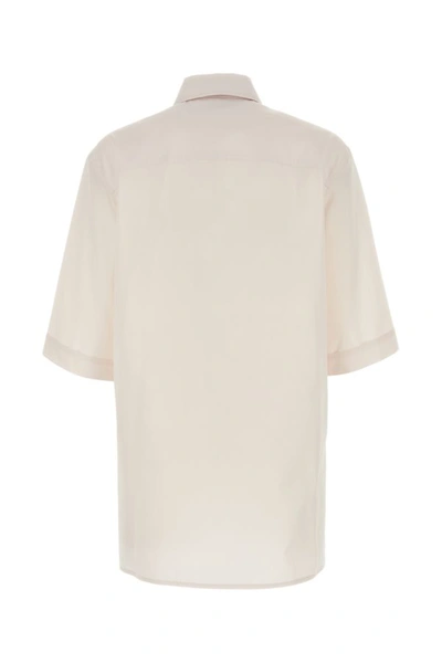 Fendi Poplin Shirt With Folded Sleeves And Lateral Slits In Pink