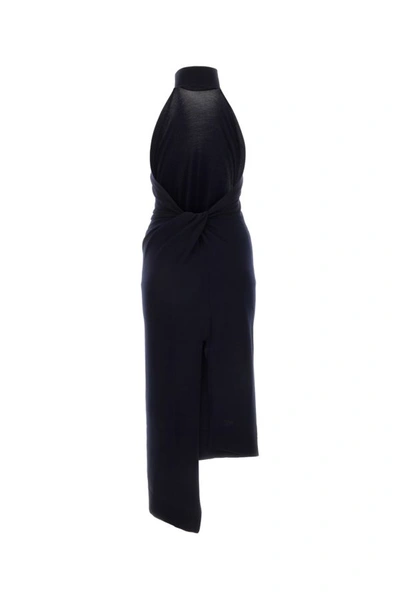 Shop Fendi Woman Midnight Blue Stretch Wool Blend Dress