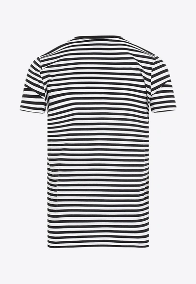 Shop Ralph Lauren Bear Short-sleeved Striped T-shirt In Monochrome
