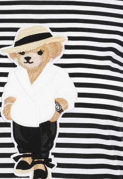 Shop Ralph Lauren Bear Short-sleeved Striped T-shirt In Monochrome