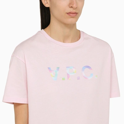Shop Apc A.p.c. Pink Cotton T Shirt With Logo