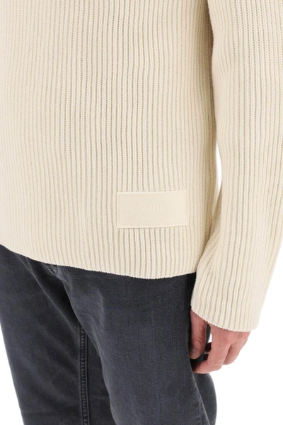 Shop Ami Alexandre Mattiussi Cotton And Wool Funnel Neck Sweater