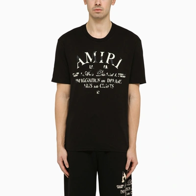 Shop Amiri Black Crewneck T Shirt With Logo