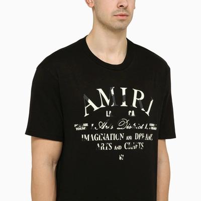 Shop Amiri Black Crewneck T Shirt With Logo
