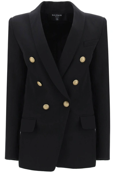 Shop Balmain Double Breasted Jacket With Shaped Cut
