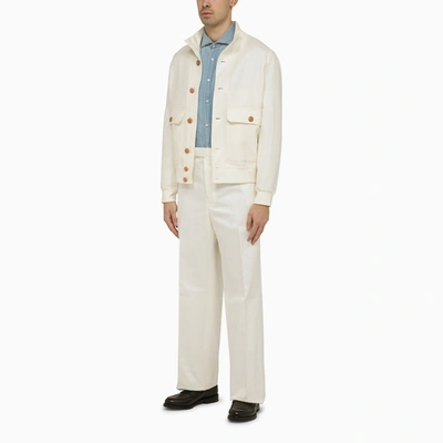 Shop Brunello Cucinelli Lightweight Jacket In White Wool And Linen