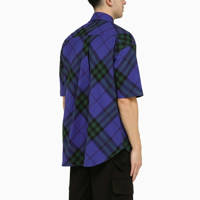 Shop Burberry Blue Short Sleeved Check Shirt