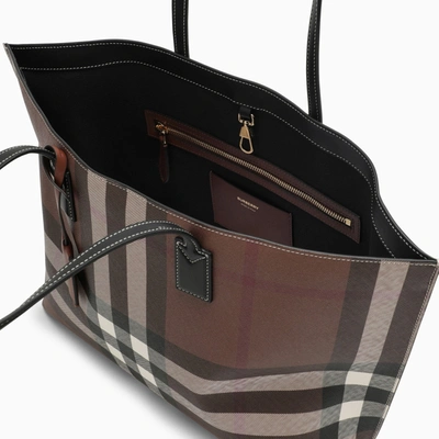 Shop Burberry Medium Brown Tote Bag With Check Pattern