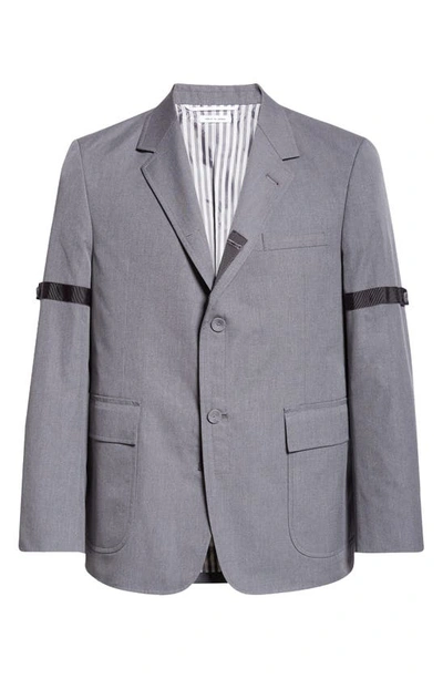 Shop Thom Browne Armband Straight Fit Unstructured Typewriter Cloth Sport Coat In Medium Grey