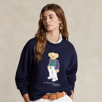 Shop Ralph Lauren Polo Bear Fleece Sweatshirt In Cruise Navy
