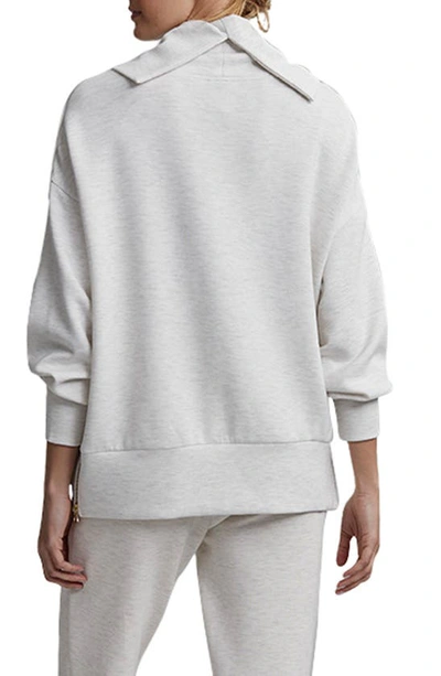 Shop Varley Priya Longline Cowl Neck Sweatshirt In Ivory Marl
