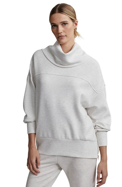 Shop Varley Priya Longline Cowl Neck Sweatshirt In Ivory Marl