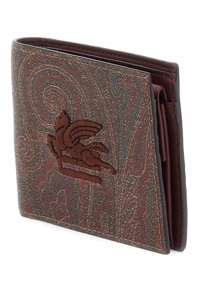 Shop Etro Paisley Bifold Wallet With Pegaso Logo